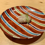 Nishimura Takahito La cuisine creativite - 玄海の石垣鯛  焼きなすの和からしのマリネを巻いて