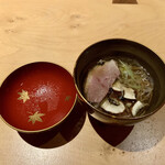 Nishimura Takahito La cuisine creativite - ライ麦を練り込んだ自家製麺  京鴨と松茸入り