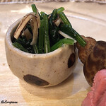 御料理 寺沢 - 松茸と菠薐草の御浸し