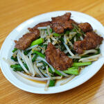 宝来家 - "韭菜豬肝（ニラレバ、ぶたきもとこみらのいためもの）"