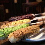 うまかっさい - うまかっさい名物 「焼きりたんぽ」一本280円 4種類の味噌からお選びください。