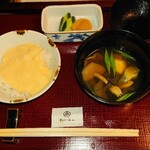 うかい鳥山 - 麦とろご飯　きのこわん　香の物