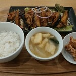 7seki - 豚肉と茄子の辛味噌炒め定食＆から揚げ