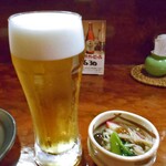 japanese restaurant 旬菜 籐や - 生ビール ＆ お通し