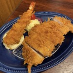 とんかつ kitchen かもめ亭 - とんかつと海老フライ♪