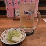 Iwakuni Yukariya - 梅酒ソーダ割り440円 お通しは、ネギ塩ごま油がかかったお豆腐