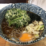 そば・うどん マキオカ - 6/10 春菊そばに生卵を追加♪