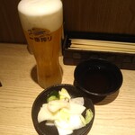 天ぷらとワイン大塩 - 生ビールと無料の漬物