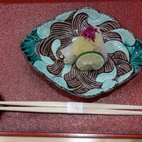 日本料理 直 - 【先付】
                    焼いたえのき·生ハム·梨♪