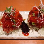 食工房 SHINOWA - エビチリソースで食べるキノコクリームコロッケ