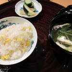 広尾 一会 - とうもろこしのご飯。甘いトウモロコシでした。