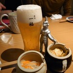 酒トうどん 一福 - 生ビールはアサヒマルエフ　とお代わりできるお通し