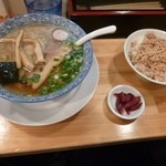 麺屋丸ふじ - 2012.07中華そば＆とりそぼろ丼のセット（750円）