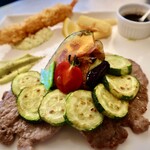 熊猫社中洋食キッチン Sato - 限定メニュー　夏野菜とルスツ産ポークのソテー〜特製ソイソースとわさびソース〜