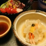 福松荘 - カニ焼売とサラダ絶品