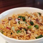 Lung King Heen - Fried Rice with Racan Pigeon Onions and Black Pepper