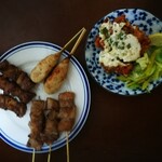 炭火居酒屋 炎 - 焼鳥3種とチキン南蛮
