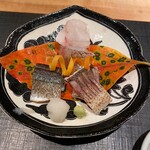 おおたに - 鯛、秋刀魚のお造りとカマスの昆布締め
