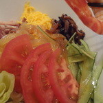 礼華　青鸞居 - 2012/7  礼華特製五目冷し麺、海老の下にクラゲが♪