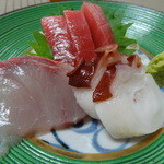 あづみ乃 - 刺身盛り合わせ（鮪中トロ・間八・煮蛸）