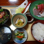 あづみ乃 - あづみ乃定食（刺身・ステーキ付き）1500円はお得です