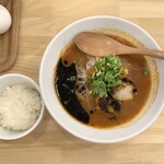 チリトマ ラーメン THANK - チリトマラーメン(こんにゃく麺へ変更)＋パルミジャーノチーズライス