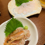 Uemotoya - バトウと赤海老のお刺身