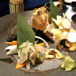 旬彩 - 甲貝刺しとアジのたたき