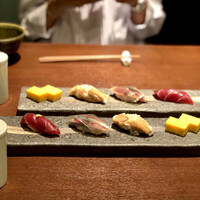 鮨 天川 - マグロ、しめ鯖(昆布乗せ)、穴子、玉子焼き