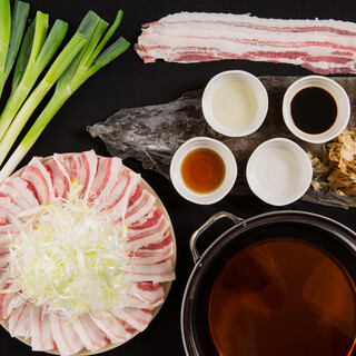 Our proud green onion shabu hot pot course♪
