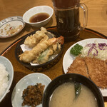 かっすい亭 - ヒレカツと天ぷらと両方付いてる欲張りセット　1100円