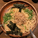 ぴえもん - 本日のパスタ（たらことしそ）納豆トッピング