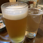 一鳥 - 生ビール(淡麗)中・梅酒ソーダ割りで乾杯♡