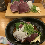 市場寿し 魚屋 - カツオタタキ。塩とポン酢