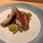 割烹 一楓 - 地鶏の炭火焼き　バターナッツカボチャ