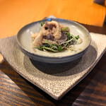 根津 焼鳥 照隅 - 脛皮と秋田産山菜みずの土佐酢