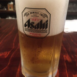 らぐ - セルフで入れた泡の多い生ビール