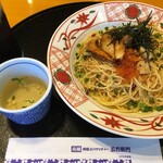 Youmenya Goemon Sendai Tai Hakuten - 白神あわび茸ステーキと帆立といくらのペペロンチーノ