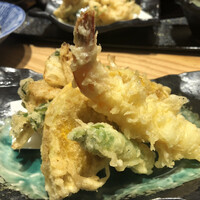 うな和本店 名古屋駅 - 天ぷらは海老、南瓜、ししとう、かき揚げ
