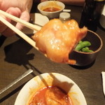 辛辛 - コプチャン（もつ）アップ！大きくて食べ応えあり！