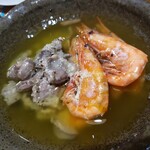 hide’s dining 遊 - 海老と砂肝のアヒージョ。見た目地味だけど美味しいんだよ 笑