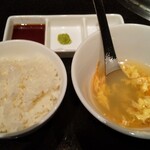 兜 麻布十番 - KABTO御膳(1320円) ライス、スープ