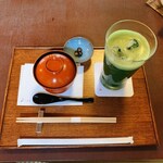 茶寮 宝泉 - ぜんざい赤（大納言）・冷抹茶