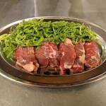 Leek salt skirt steak