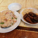 中国酒家 十年 - エビ炒飯、豚の醤油煮
