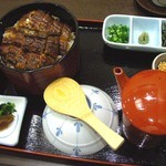 双葉 - ひつまむし3880円(出汁・香物・薬味＜葱・山椒・海苔・あられ＞)