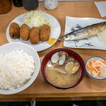 多け乃 - カキフライ定食＆さんま塩焼き