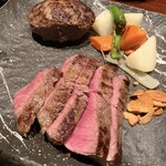 YAKIYAKIさんの家 AKASAKA - 輸入牛サーロイン＆黒毛和牛ハンバーグセット（240g）