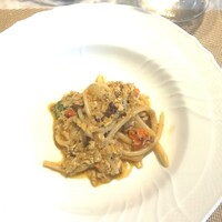 La Brianza - モクズカニのシャラテッリ。モクズカニのおいしさまるごと絡んだシャラテッリおいしい。カニの身がとてもよく絡んで絶妙～ 1.5匹ほど使用とのお話、カニ味噌も卵もいろいろな旨み楽しめました