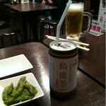 大阪ミナミのたこいち - 珍しくウーロン茶とたこ焼き(＾ｰ^)ノ